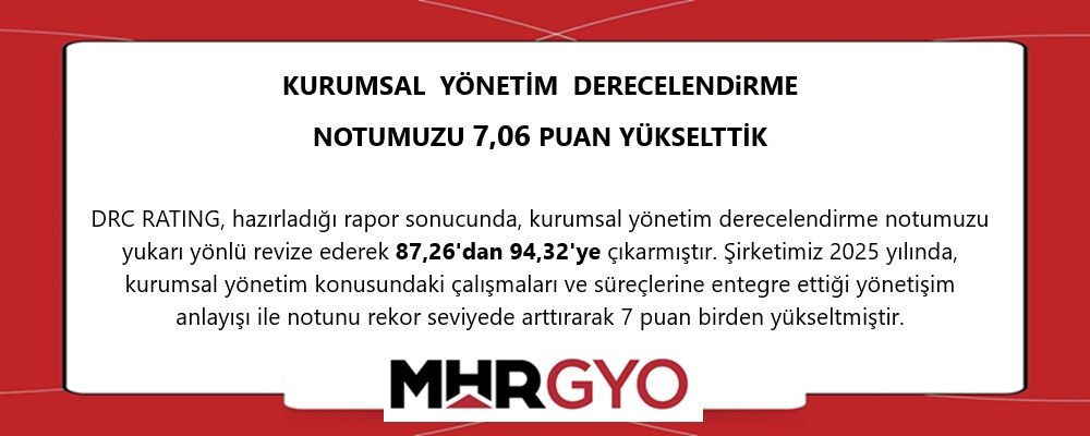Kurumsal Yönetim Derecelendirme Notumuzu 7,06 Puan Yükselttik