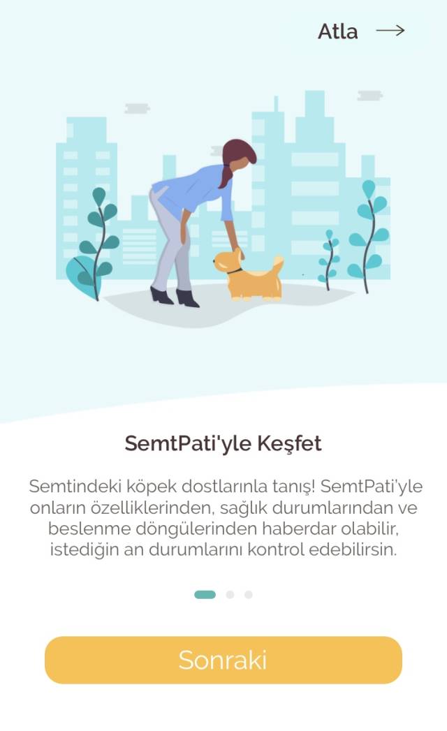 SemtPati uygulamasına; hayvansever, gönüllü veya veteriner hekim olarak giriş yapabilirsiniz.