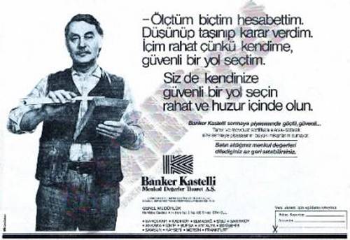 Banker Kastelli piramidini genişletmek için gazete ilanları da kullandı.