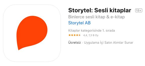 Storytel, Android ve iOS’ta kitaplar kategorisinde birinci sırada.