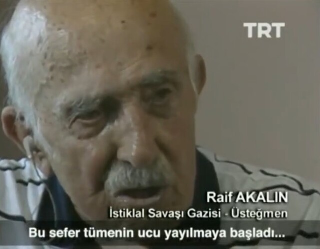 İstiklal Savaşı Gazisi Üsteğmen Raif Akalın, Çalköy’de yaşadıklarını anlatmış. “Sabaha baktık ki düşmandan eser yok”