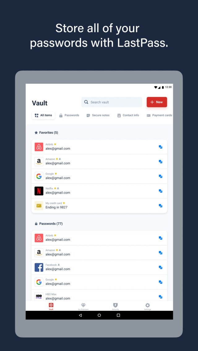 LastPass, tüm şifrelerinizi güvenli bir kasada saklarken, benzersiz ve güçlü şifreler oluşturmanıza yardımcı oluyor.