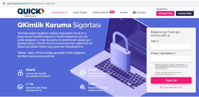 Kredi kartı ve kimlik bilgilerinizi Quick Sigorta’nın QKimlik Koruma Sigortası ile güvence altına alın.
