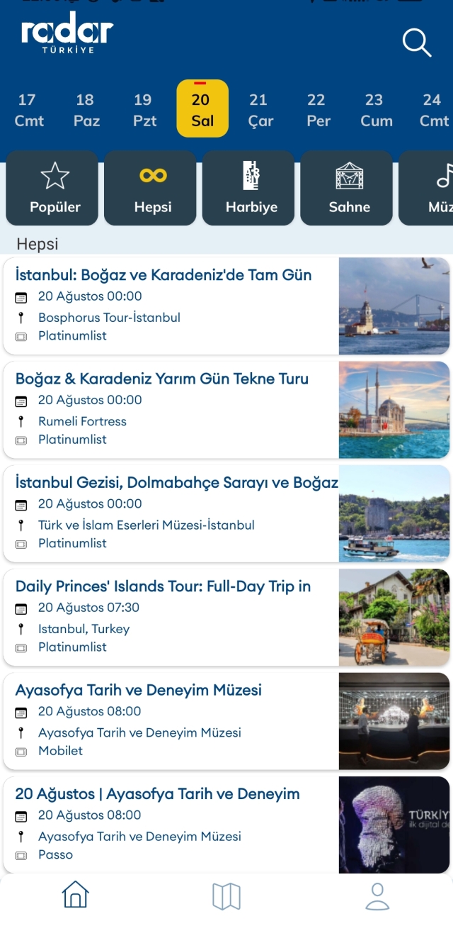 Radar İstanbul uygulaması ile şehrin kültürel etkinliklerini kolayca keşfedebilir ve biletlerinizi hızlıca alabilirsiniz.