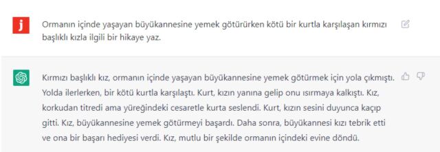 Haber portalı Journo editörlerinin ChatCPT’ye yazdırdığı mini bir masal örneği.