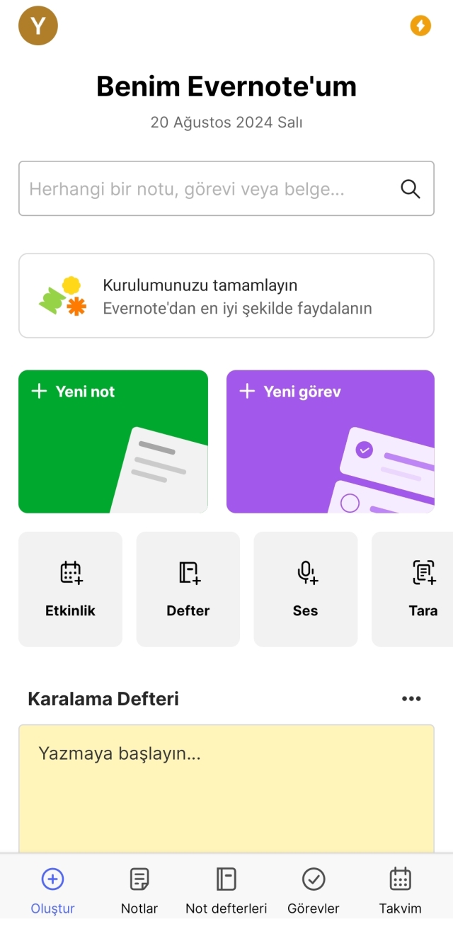 Evernote, ilhamınızı yakalayarak tüm cihazlarınızda notlarınızı ve görevlerinizi düzenli tutmanızı sağlıyor. 