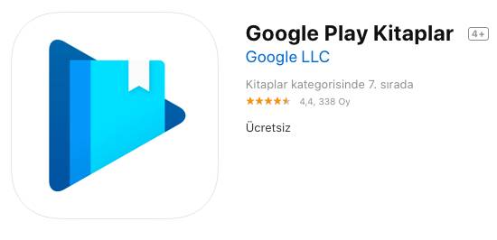 Google Play Kitaplar Google Drive ile entegre çalışıyor.