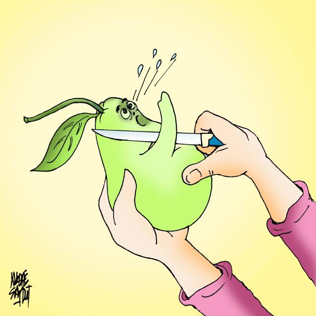 Akdağ Saydut’un çizdiği karikatürlerden bir örnek.