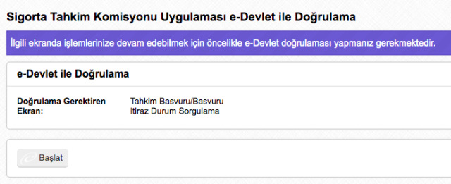 Sigorta Tahkim Komisyonu dosya sorgulama işlemi, online olarak e-Devlet doğrulaması ile yapılabiliyor.