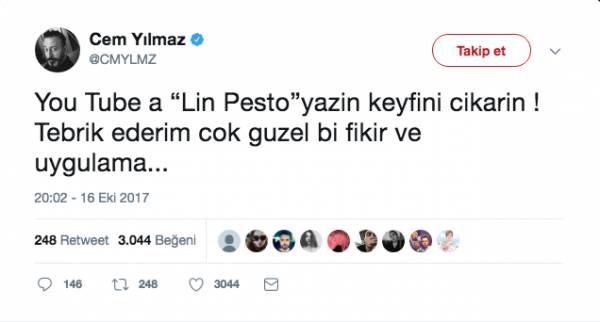 Komedyen Cem Yılmaz da Lin Pesto dinliyor