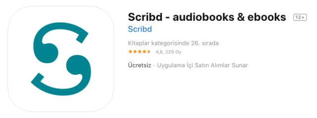 Scribd, bünyesinde e-kitap, sesli kitap ve çizgi romanlar barındıran, dijital kütüphane servisi. 
