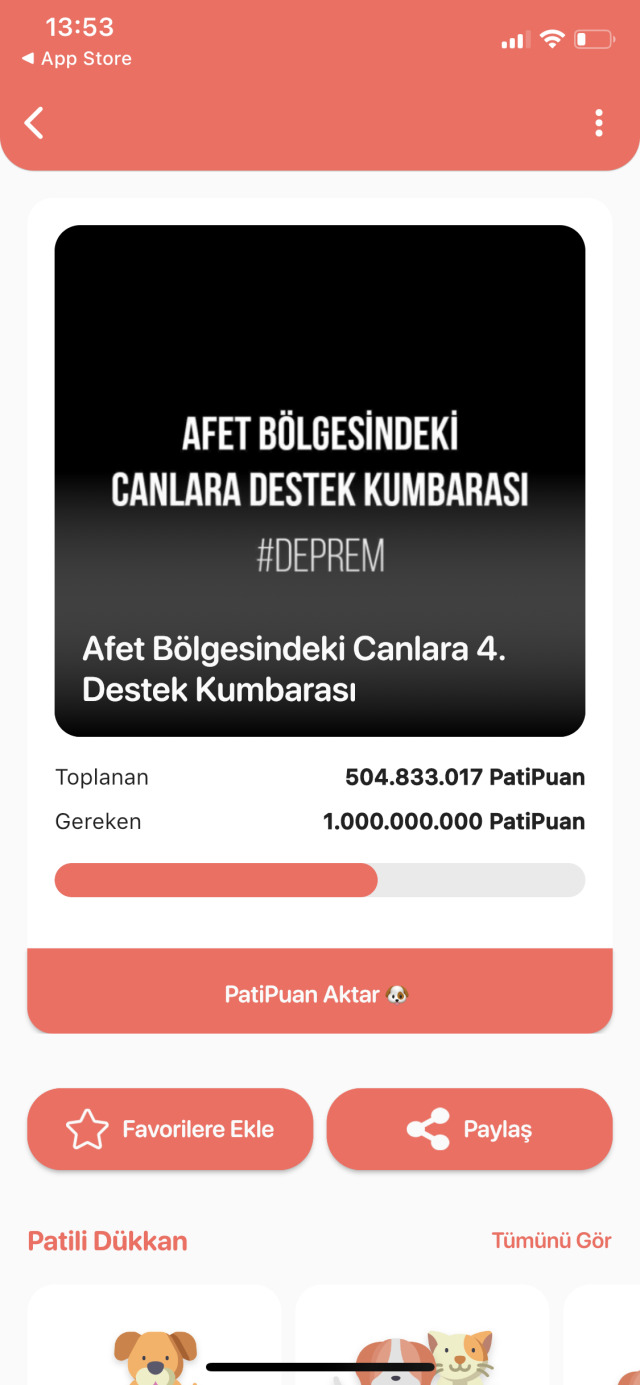 Mutlu Patiler’deki Depremzede Canlara Destek Kumbarası’nı, öne çıkan kumbaralar bölümünde görebilirsiniz.