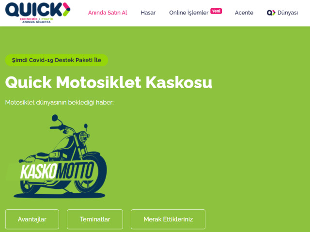 Quick Motosiklet Kaskosu, pek çok avantaja ve teminata sahip.
