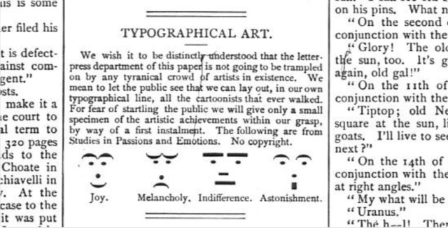 1881 yılında emoticon’u anlatan gazete. 