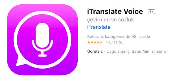 iTranslate uygulamalarının bir tanesine abone olunca iTranslate PRO, iTranslate Voice ve iTranslate Converse uygulamalarına da erişim sağlayabiliyorsunuz.