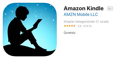 Amazon Kindle, iOS’ta kitaplar kategorisinde 17. sırada.